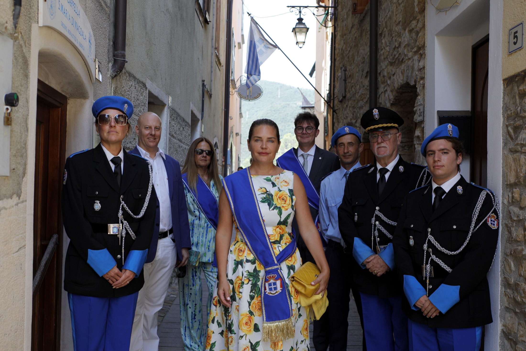 Princess Nina in ceremonial sash during the Seborga National Day procession