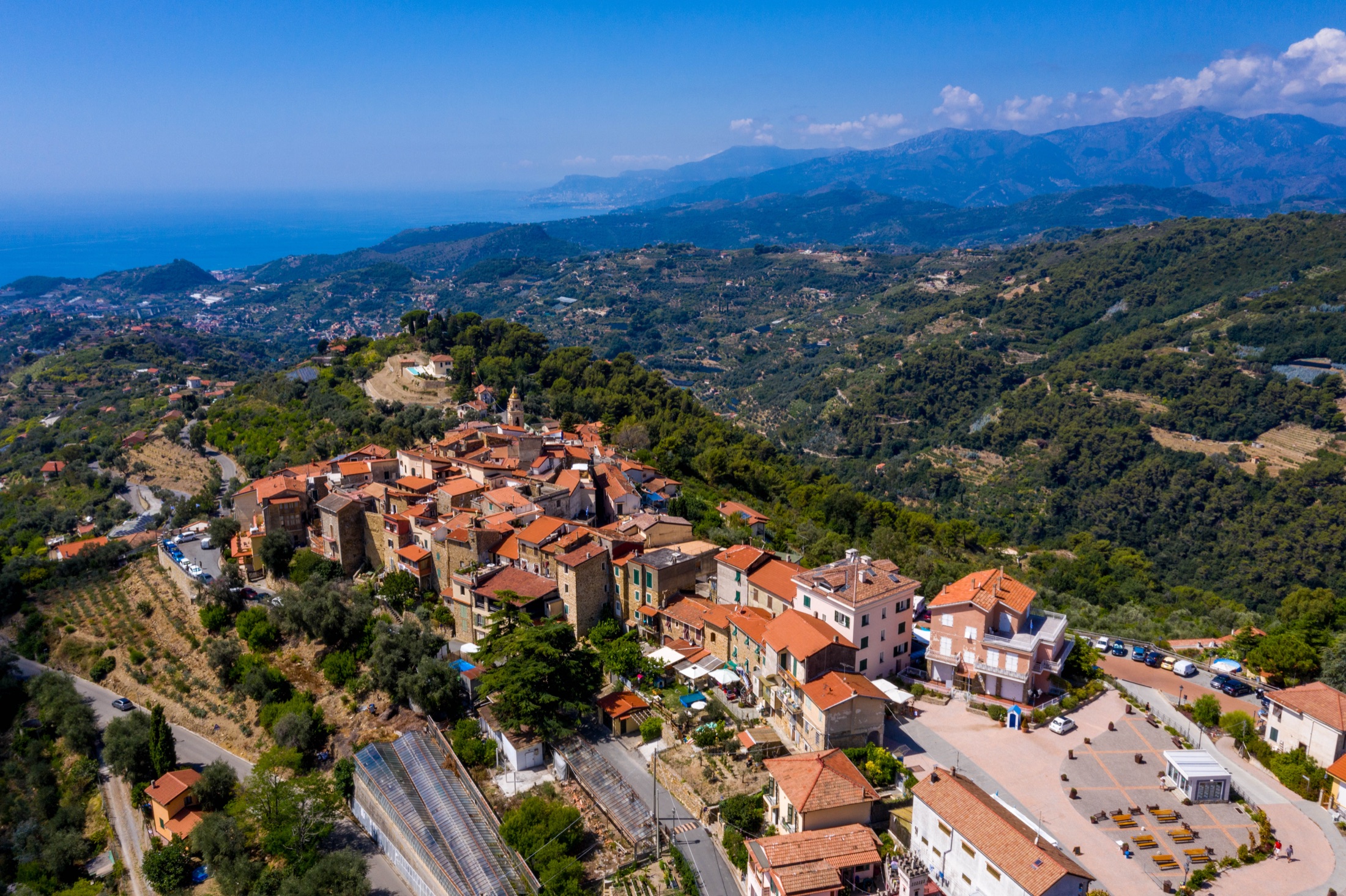 Aerial view of the hilltop village of Seborga